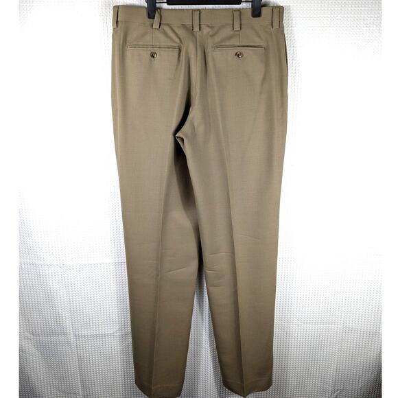 LL Bean 35x36 Classic Fit 100% Wool Dress Pants Brown Tan Men’s Trousers USA - Picture 2 of 4